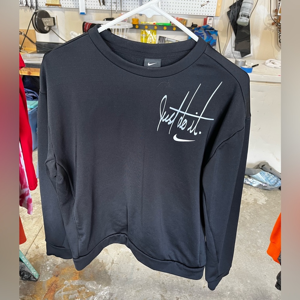 Nike crew neck, Dri-fit material with “just do it” graphic